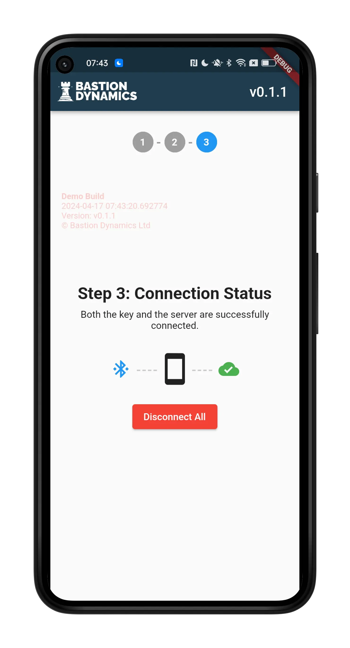 Mobile app - connection status